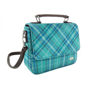 Harris Tweed Thurso Square Shoulder Bag - Stylish Tartan Everyday Bag - Heritage Of Scotland - Teal & Blue Check (COL145)