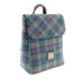 Harris Tweed Tummel Mini Backpack - Small Backpack with Phone Pocket - Heritage Of Scotland - Blue with Purple Check on Grey (COL098)