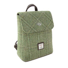 Harris Tweed Tummel Mini Backpack - Small Backpack with Phone Pocket - Green Herringbone with Overcheck (COL153) - Heritage Of Scotland -