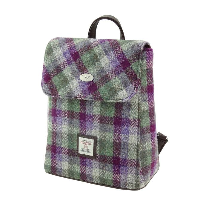 Harris Tweed Tummel Mini Backpack - Small Backpack with Phone Pocket - Heritage Of Scotland - Green Small Check (COL133)