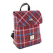 Harris Tweed Tummel Mini Backpack - Small Backpack with Phone Pocket - Heritage Of Scotland - Rust Red with Green, White & Blue Overcheck (COL151)