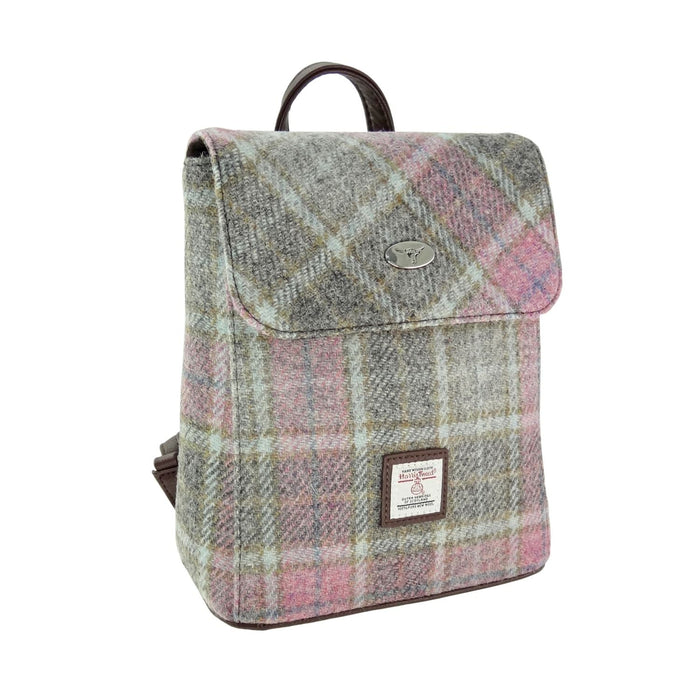 Harris Tweed Tummel Mini Backpack - Small Backpack with Phone Pocket - Heritage Of Scotland - Soft Pink Buchanan (COL134)