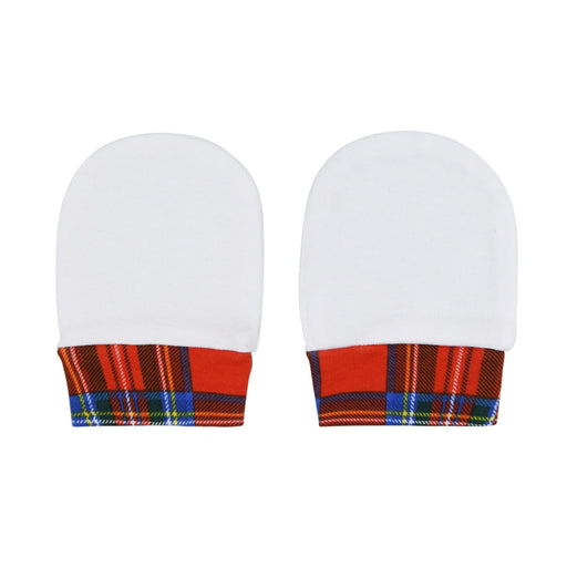 Hat + Mitten - Heritage Of Scotland - WHITE/RED TARTAN TRIM
