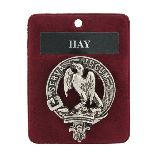 Hay Clan Badge, Kilt Pin, Lapel Pin, Cufflinks, Keyring/Key Fob & Gift Set — Fine Pewter by Art Pewter — Made in Scotland (Shiny Finish) - Heritage Of Scotland - Badge