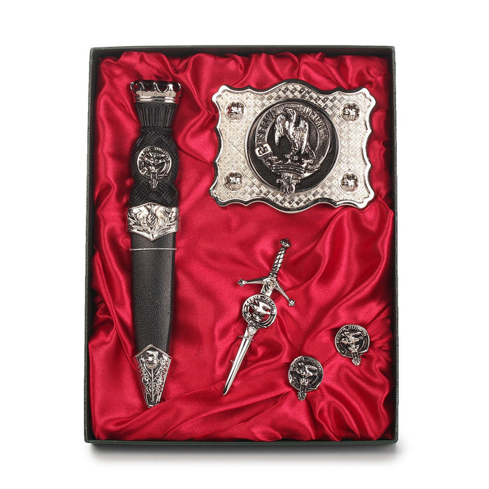 Hay Clan Badge, Kilt Pin, Lapel Pin, Cufflinks, Keyring/Key Fob & Gift Set — Fine Pewter by Art Pewter — Made in Scotland (Shiny Finish) - Heritage Of Scotland - Gift Set