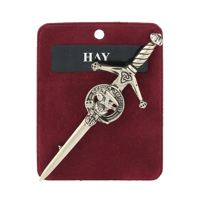 Hay Clan Badge, Kilt Pin, Lapel Pin, Cufflinks, Keyring/Key Fob & Gift Set — Fine Pewter by Art Pewter — Made in Scotland (Shiny Finish) - Heritage Of Scotland - Kilt Pin