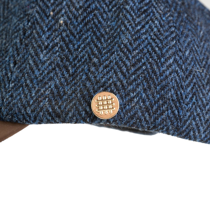 Heddle & Reed Harris Tweed Baseball Cap Blue Herringbone - Heritage Of Scotland - BLUE HERRINGBONE