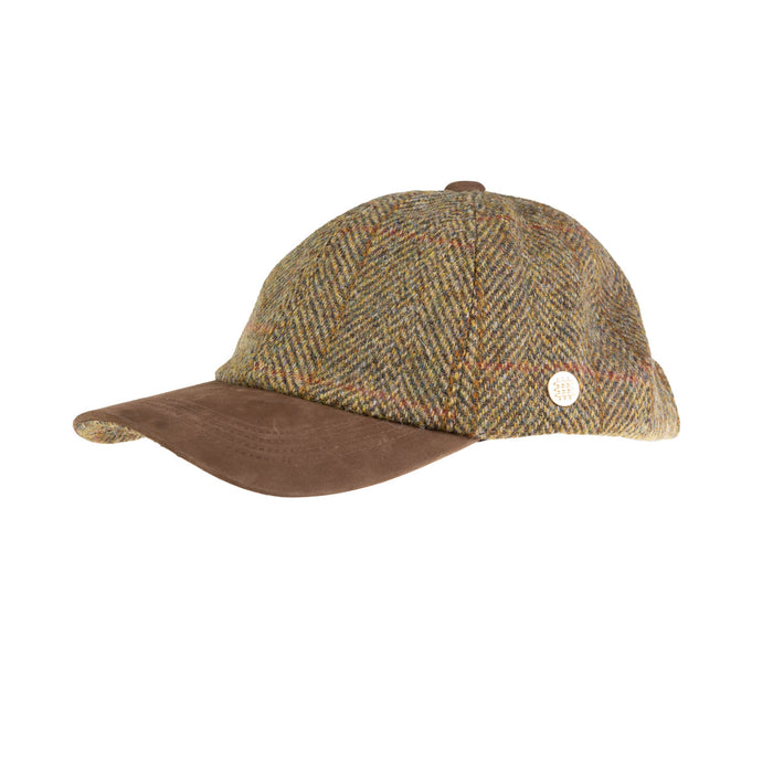 Heddle & Reed Harris Tweed Baseball Cap Mustard Check - Heritage Of Scotland - MUSTARD CHECK