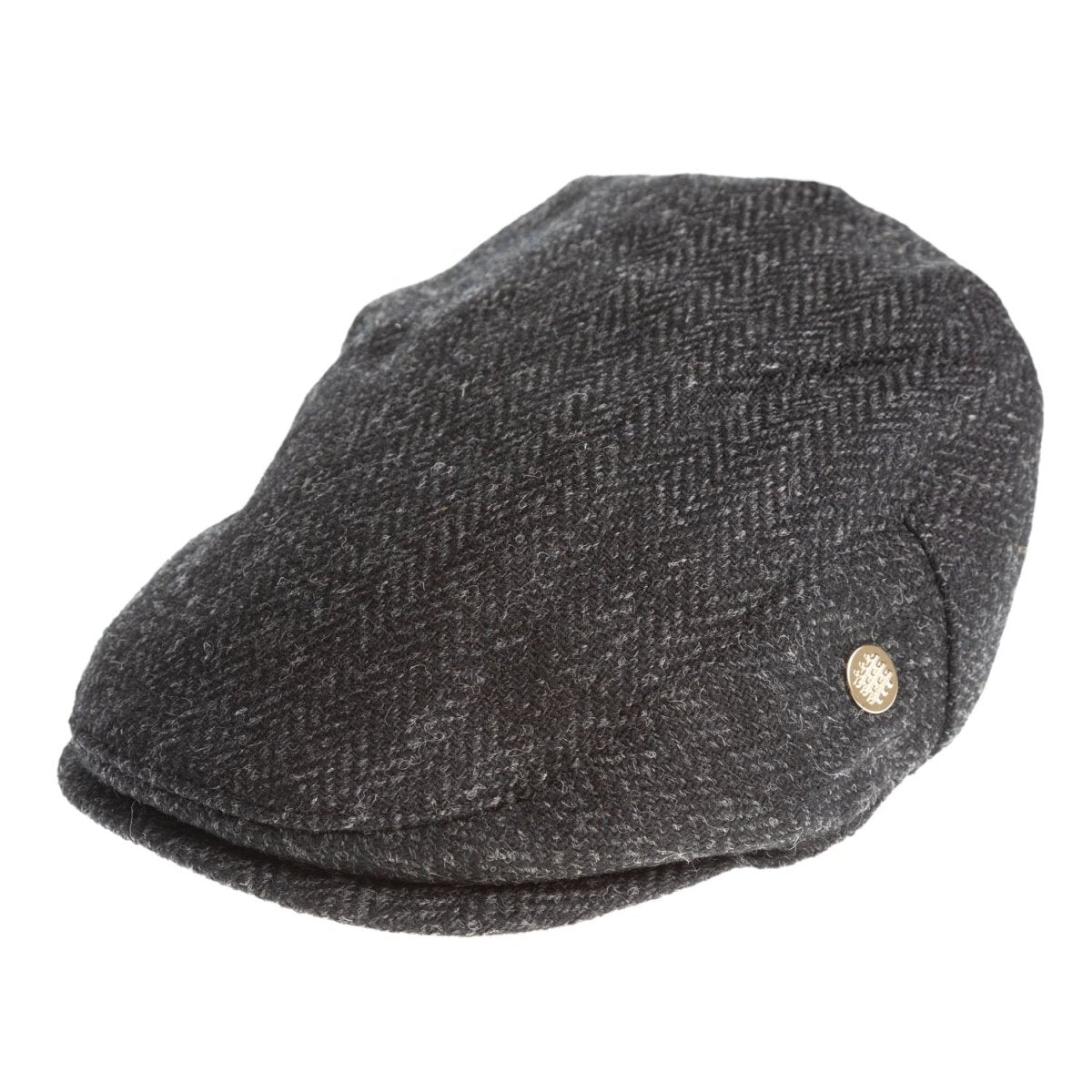 Heddle & Reed Harris Tweed® Flat Cap - Black Herringbone - Heritage Of Scotland - 60