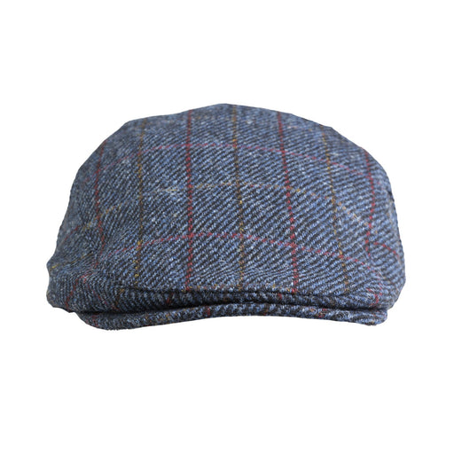 Heddle & Reed Harris Tweed Flatcap Blue Red Check - Heritage Of Scotland - BLUE RED CHECK