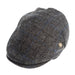 Heddle & Reed Harris Tweed Flatcap Grey Blue Check - Heritage Of Scotland - GREY BLUE CHECK