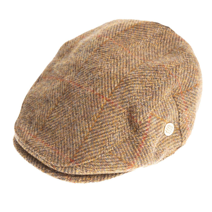 Heddle & Reed Harris Tweed Flatcap Mustard Check - Heritage Of Scotland - MUSTARD CHECK