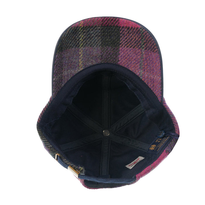 HEDDLE & REED HARRIS TWEED LDS BASEBALL CAP - Heritage Of Scotland - PURPLE CHECK TRT110