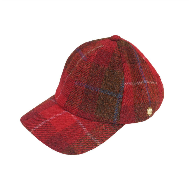 Heddle & Reed Harris Tweed Wool Baseball Cap – Luxury Tweed Style Cap - RED CHECK - Heritage Of Scotland -