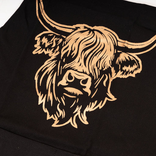 Heilan Coo 100% Cotton Apron - Heritage Of Scotland - BLACK/GOLD