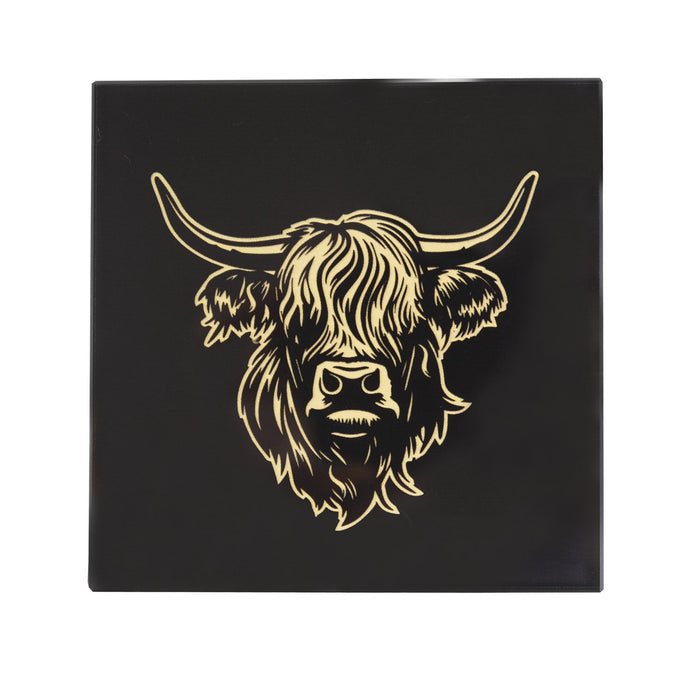 Heilan Coo Coaster - Heritage Of Scotland - BLACK/GOLD