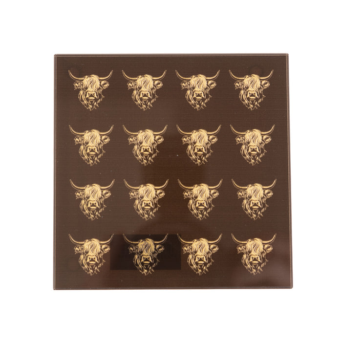 Heilan Coo Coaster - Heritage Of Scotland - MULTI BLACK & GOLD