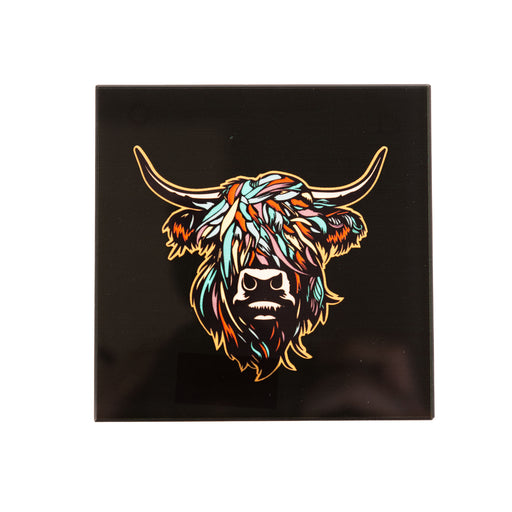 Heilan Coo Coaster - Heritage Of Scotland - MULTI COLOURED BLACK