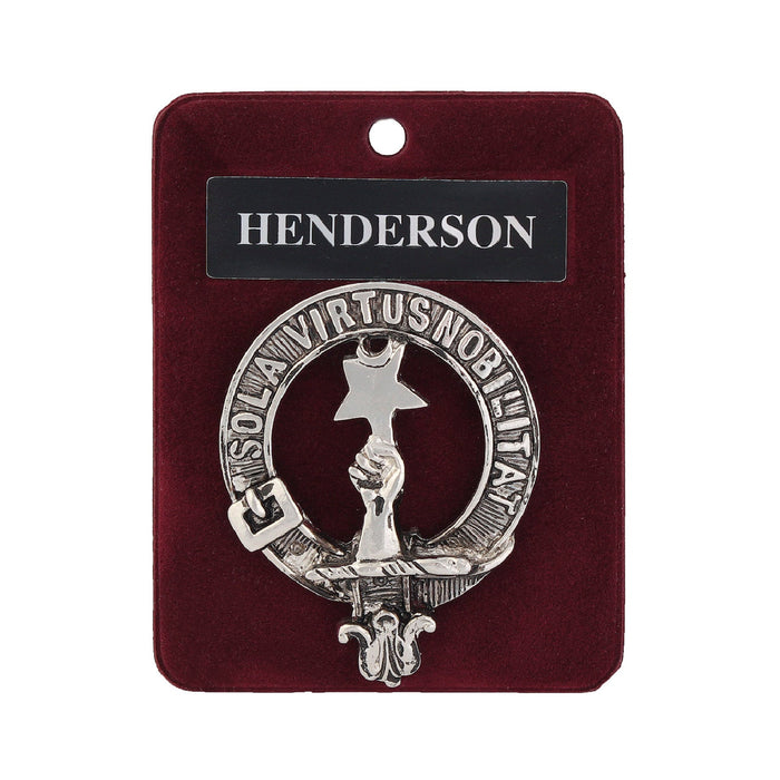 Henderson Clan Badge, Kilt Pin, Lapel Pin, Cufflinks, Keyring/Key Fob & Gift Set — Fine Pewter by Art Pewter — Made in Scotland (Shiny Finish) - Heritage Of Scotland - Badge
