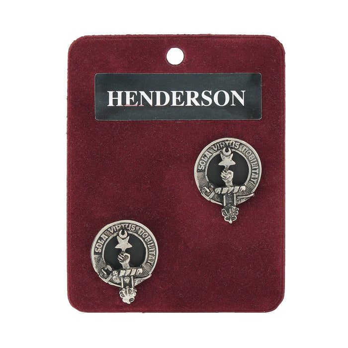 Henderson Clan Badge, Kilt Pin, Lapel Pin, Cufflinks, Keyring/Key Fob & Gift Set — Fine Pewter by Art Pewter — Made in Scotland (Shiny Finish) - Heritage Of Scotland - Cufflinks