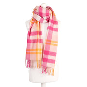 Heritage of Scotland 100% Lambswool Wide Scarf – Scotts Check Pink Mix - Heritage Of Scotland - Scotts Check Pink Mix