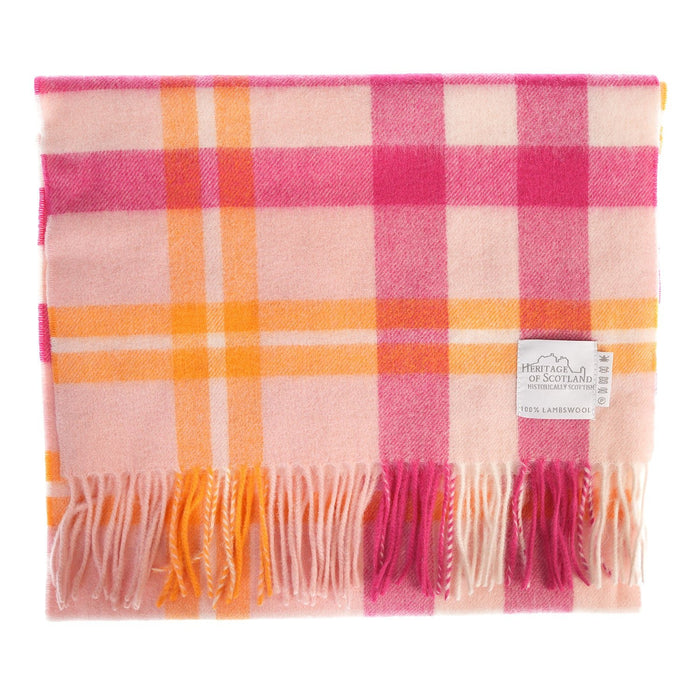 Heritage of Scotland 100% Lambswool Wide Scarf – Scotts Check Pink Mix - Heritage Of Scotland - Scotts Check Pink Mix