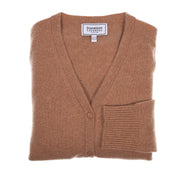 Heritage of Scotland Dunedin Cashmere V‑Neck Cardigan - Camel - 100 % Pure Cashmere - Heritage Of Scotland - XS