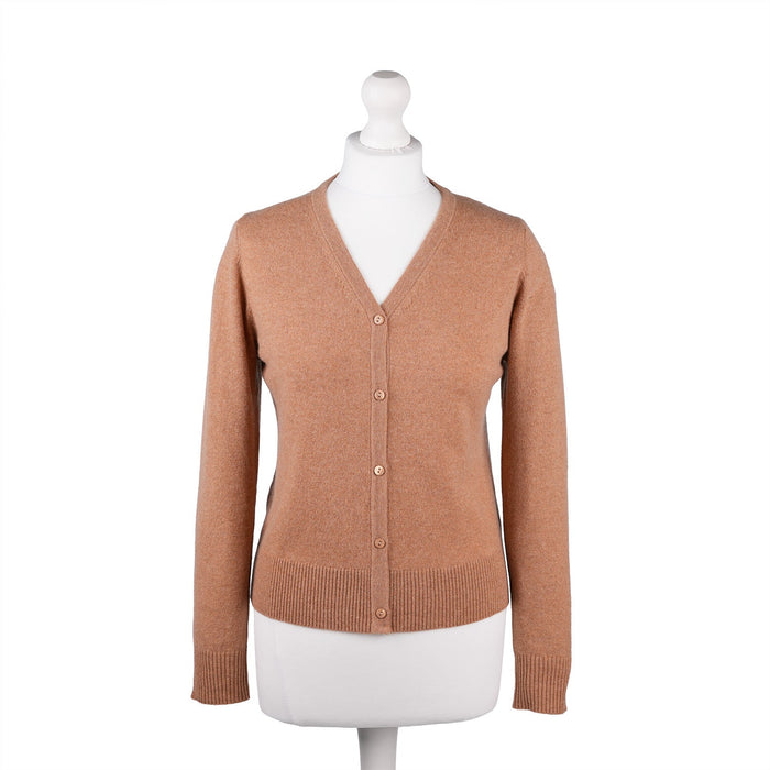 Heritage of Scotland Dunedin Cashmere V‑Neck Cardigan - Camel - 100 % Pure Cashmere - Heritage Of Scotland - XS