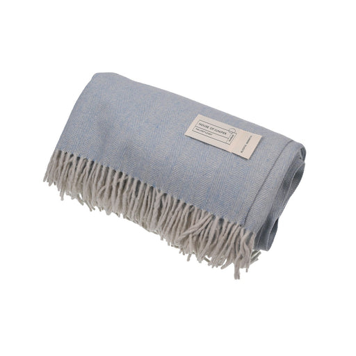 Herringbone Blanket 70% Recycled Wool - Heritage Of Scotland - OLIVE