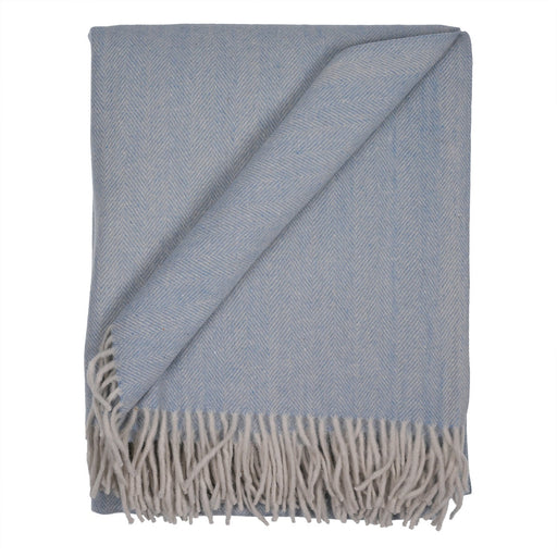 Herringbone Blanket 70% Recycled Wool - Heritage Of Scotland - OLIVE