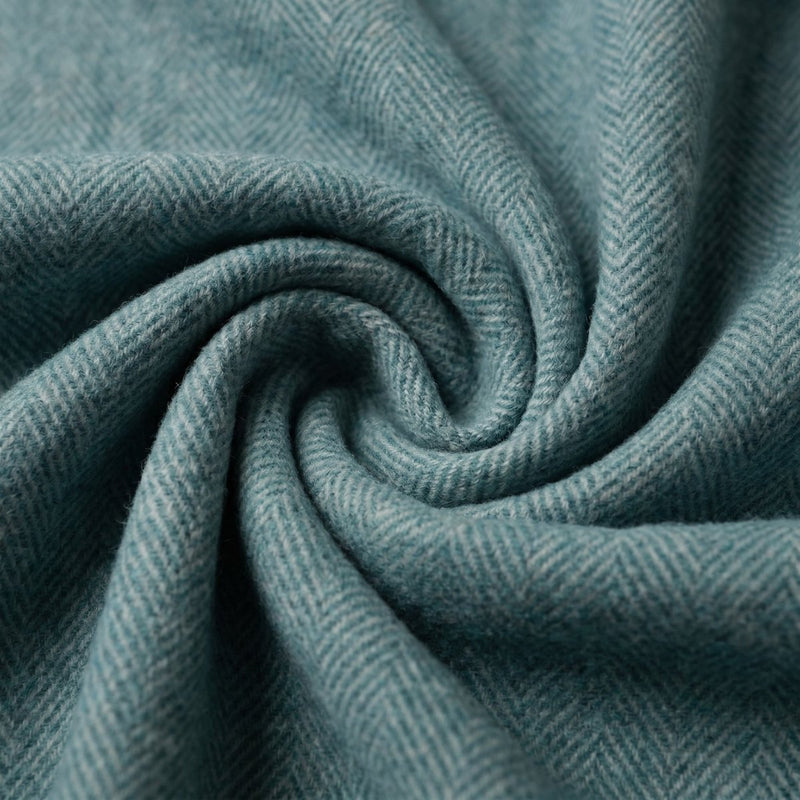 Herringbone Blanket – Pastel Throw with Fringes - TURQUOISE - Heritage Of Scotland -
