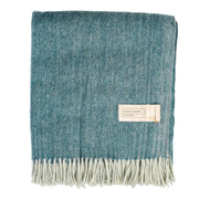 Herringbone Blanket – Pastel Throw with Fringes - TURQUOISE - Heritage Of Scotland -