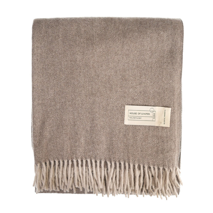 Herringbone Blanket Taupe - Heritage Of Scotland - TAUPE