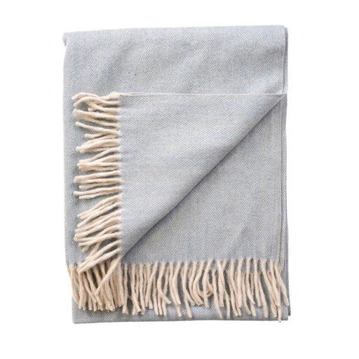 Herringbone Knee Blanket – Pastel Throw with Fringes - Heritage Of Scotland - CORNFLOWER