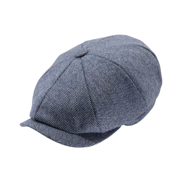 Herringbone Tweed Newsboy Cap - Heritage Of Scotland - BLUE