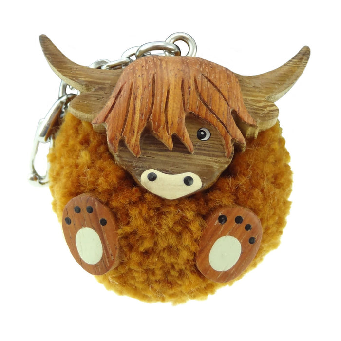 Highland Cow Pom - Pom Key Ring - Heritage Of Scotland - N/A