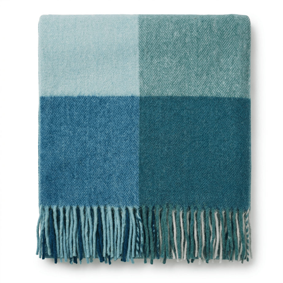 Highland Earth Tone Block Check Recycled Wool Blend Blanket - CANTON - Heritage Of Scotland -