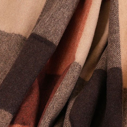 Highland Earth Tone Block Check Recycled Wool Blend Blanket - HOT SAUCE - Heritage Of Scotland -