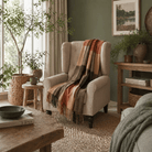 Highland Earth Tone Block Check Recycled Wool Blend Blanket - HOT SAUCE - Heritage Of Scotland -