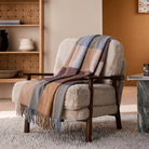 Highland Earth Tone Block Check Recycled Wool Blend Blanket - MULTI MAROON BLUE - Heritage Of Scotland -