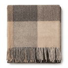 Highland Earth Tone Block Check Recycled Wool Blend Blanket - SOFT STONE - Heritage Of Scotland -