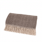 Highland Herringbone Wool Blend Throw Blanket with Tasselled Fringe - DEEP BROWN - Heritage Of Scotland -