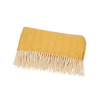 Highland Herringbone Wool Blend Throw Blanket with Tasselled Fringe - MUSTARD - Heritage Of Scotland -
