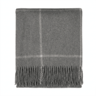 Highland Windowpane Wool Blend Throw Blanket with Tasselled Fringe - GRANITE GREY - Heritage Of Scotland -