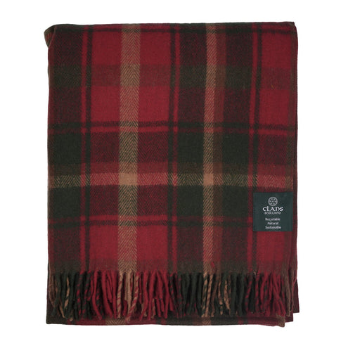 Highland Wool Blend Tartan Blanket Throw - Heritage Of Scotland - DARK MAPLE