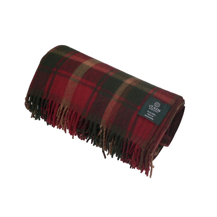 Highland Wool Blend Tartan Blanket Throw - Heritage Of Scotland - DARK MAPLE