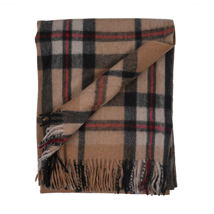 Highland Wool Blend Tartan Blanket Throw - Heritage Of Scotland - EXPLODED THOMSON CAMEL