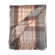 Highland Wool Blend Tartan Blanket / Throw Extra Warm MACKELLAR NATURAL - Heritage Of Scotland -