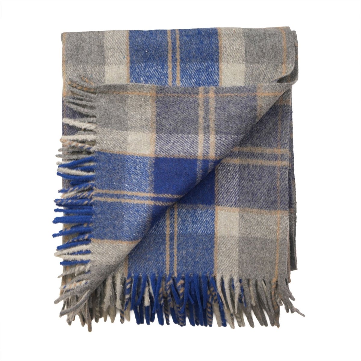 Highland Wool Blend Tartan Blanket Throw – Extra Warm Scottish Wool Blend – BANNOCKBANE SILVER BRIGHT - Heritage Of Scotland -