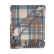 Highland Wool Blend Tartan Blanket / Throw Extra Warm STEWART MUTED BLUE - Heritage Of Scotland -